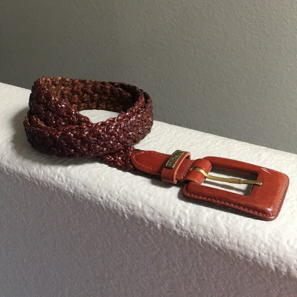 Brown leather belt.